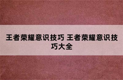 王者荣耀意识技巧 王者荣耀意识技巧大全